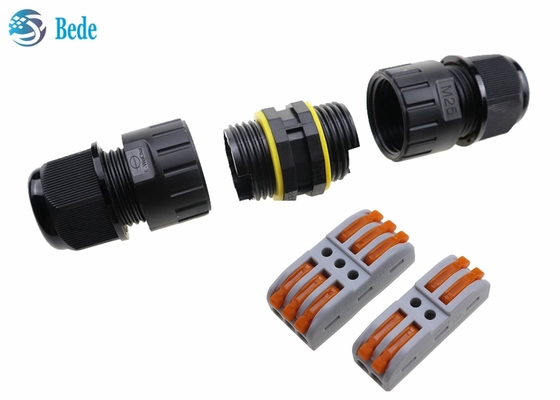2 3ピン2チャネル250V 24Aの防水ケーブル コネクタM25の速い配線Screwless