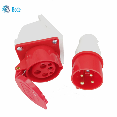 オスメス電気ソケット 4 ピン 3P+E 380 〜 415V 16Amp 壁取り付けタイプ IP44
