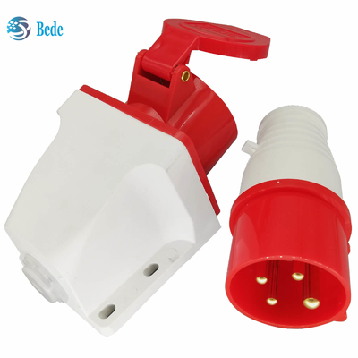 オスメス電気ソケット 4 ピン 3P+E 380 〜 415V 16Amp 壁取り付けタイプ IP44