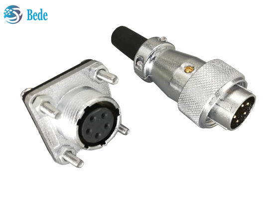 9 10 12 14 ピン 400V 5A WS20 丸型コネクタ、角フランジと防塵カバー付き